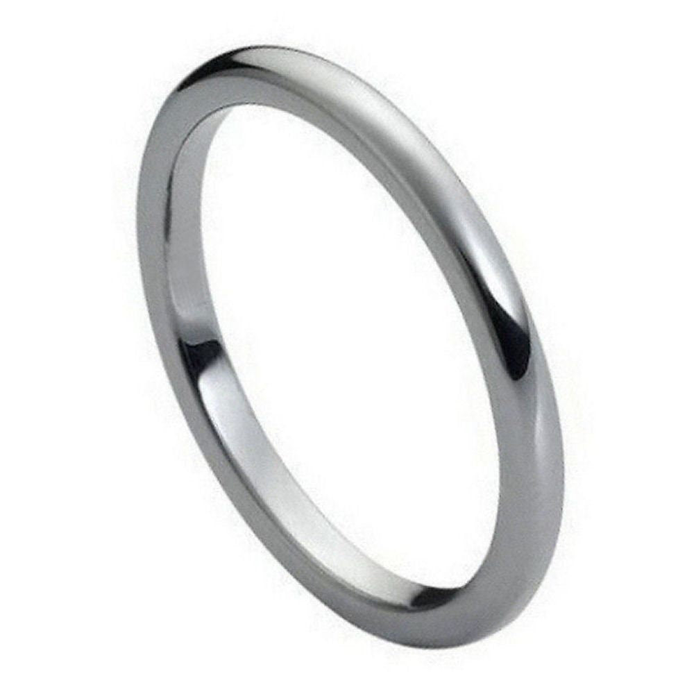 Women's Tungsten High Polished Thin Silver Band- 2mm Engraved Tungsten Ring