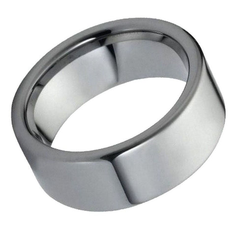 Men's Tungsten Polished Shiny Flat Pipe Cut Style- 9mm Engraved Tungsten Ring