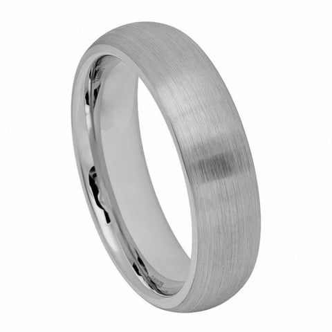 Women's Tungsten Tungsten Ring Brushed Domed Classic Style Wedding- 6mm Engraved Tungsten Ring