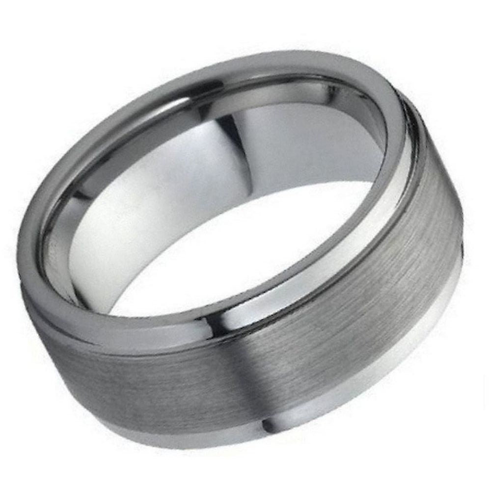 Women's Tungsten Brushed Flat Classic Style- 9mm Engraved Tungsten Ring