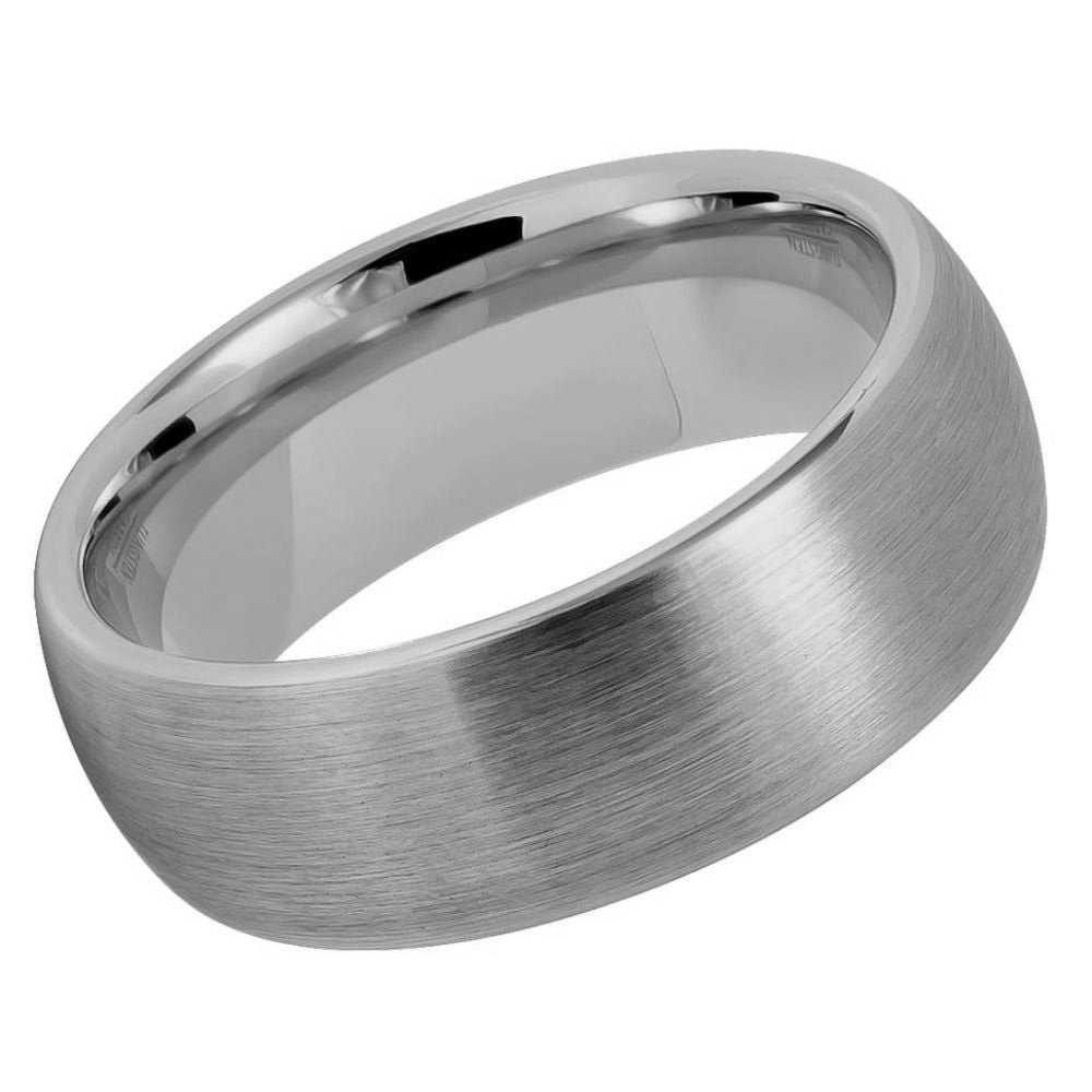 Women's Tungsten Tungsten Ring Brushed Domed Classic Style- 8mm Engraved Tungsten Ring