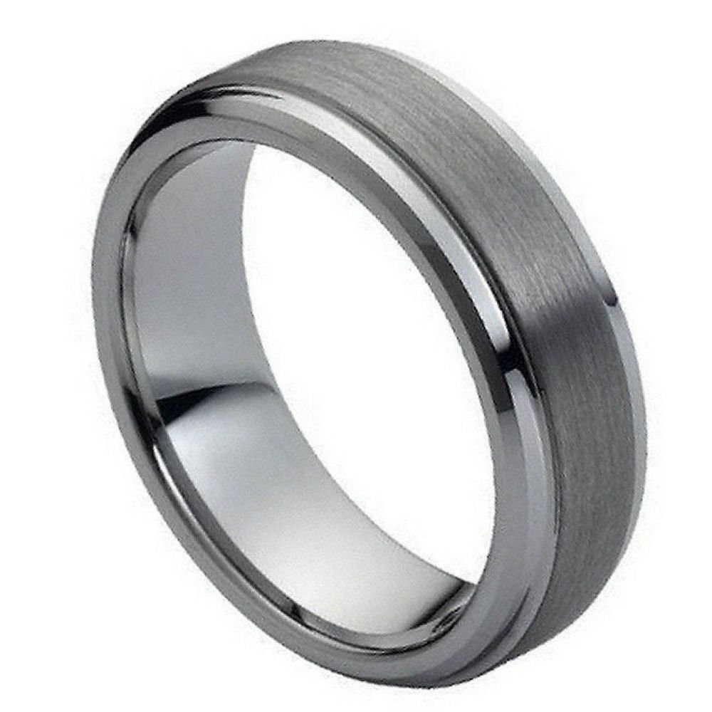 Men's Tungsten Tungsten Ring Brushed Flat Classic Style- 7mm Tungsten Ring