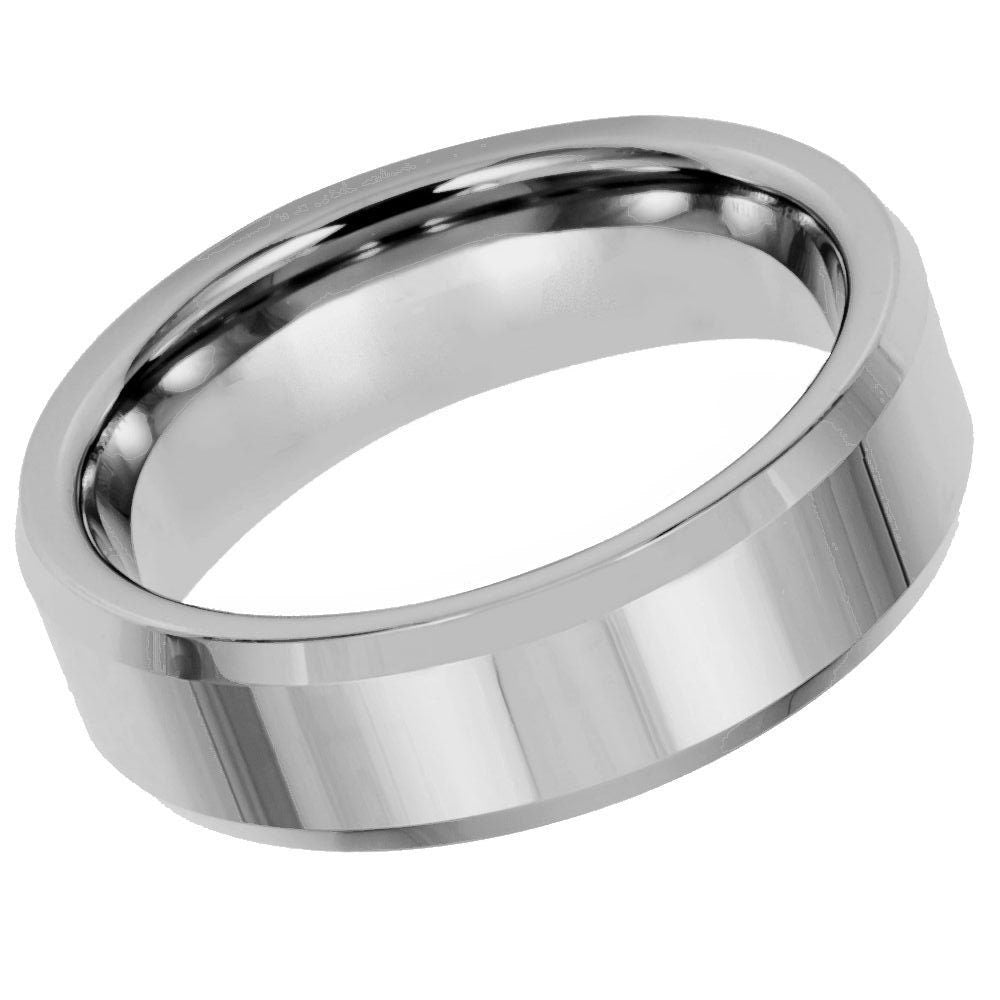 Women's Tungsten Tungsten Ring High Polished Beveled Edge Wedding- 6mm Engraved Tungsten Ring