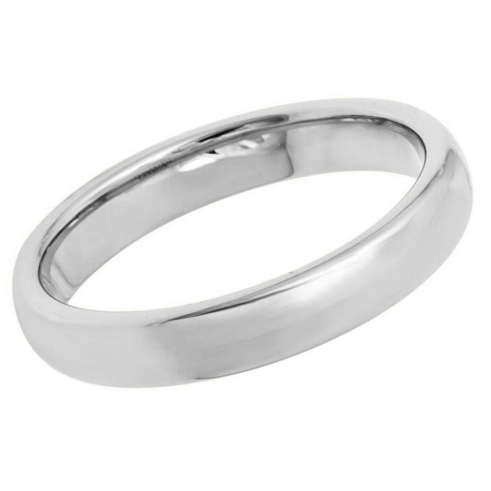 Women's Tungsten Polished Shiny Domed Silver- 4mm Engraved Tungsten Ring