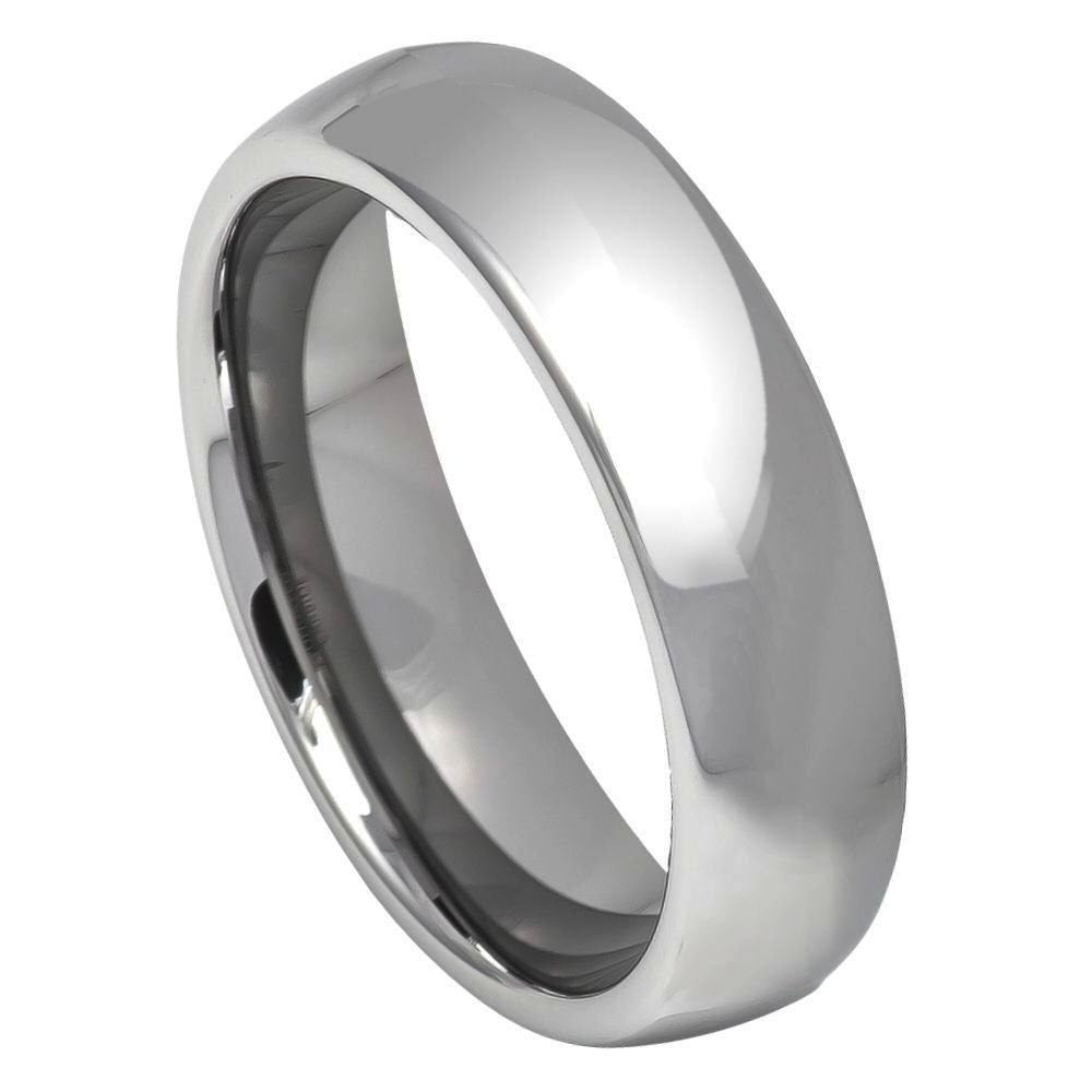 Women's Tungsten Polished Shiny Domed- 5.5mm Engraved Tungsten Ring