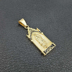 Christianity Mother Mary Locket with Cross Yellow Gold and Silver Rhodium Pendant, Mother Mary Charms