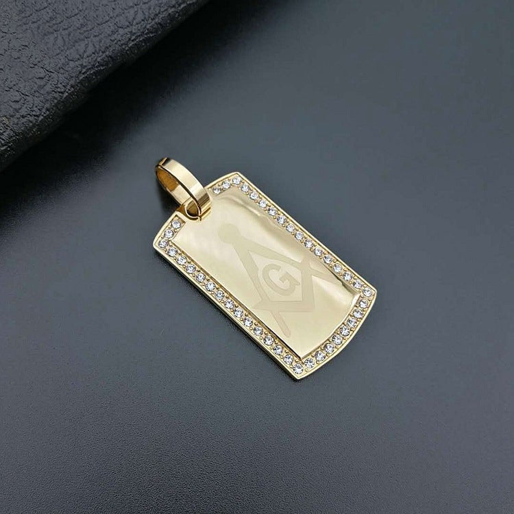 G Dog Tag Locket with 14K Yellow Gold and Silver Rhodium Pendant, Dog Tag  Charms