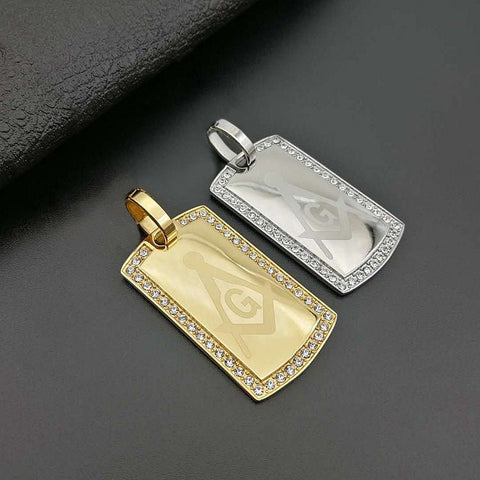 G Dog Tag Locket with 14K Yellow Gold and Silver Rhodium Pendant, Dog Tag  Charms