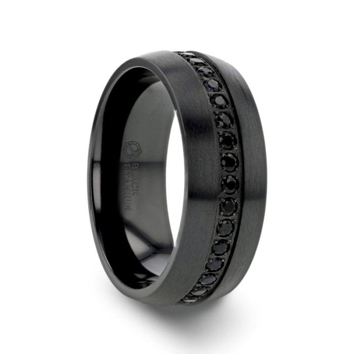 TALON Black Titanium Ring with Black Sapphires - 6mm - 8mm Rings, Wedding and Engagement Rings, Promise Rings.