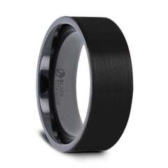 SAN BERNARDINO Brushed Finish Flat Black Titanium Mens Wedding Band - 6mm & 8mm Rings, Wedding and Engagement Rings.