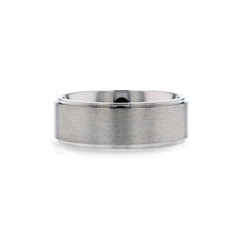 RHINOX Brushed Raised Center Mens Titanium Wedding Ring with Polished Step Edges - 6mm & 8mm Rings, Wedding Rings.