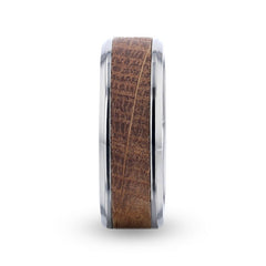 CASK Whiskey Barrel Inlaid Titanium Men's Wedding Band With Beveled Polished Edges Made From Genuine Whiskey Barrels JD Distillery 8mm Rings