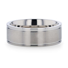 FAIRFIELD Flat Satin Finish Titanium Ring - 8 mm Rings, Engagement, Promise and Wedding Rings, Men Tungsten Rings.