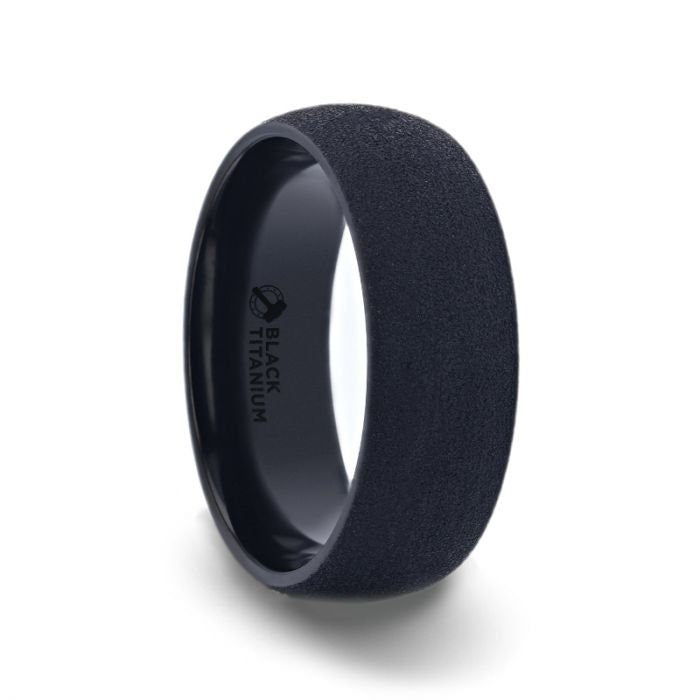 CIMMERIAN Domed Black Titanium Men's Wedding Band With Sand Blasted Finish - 8mm Rings, Wedding and Promise Rings.