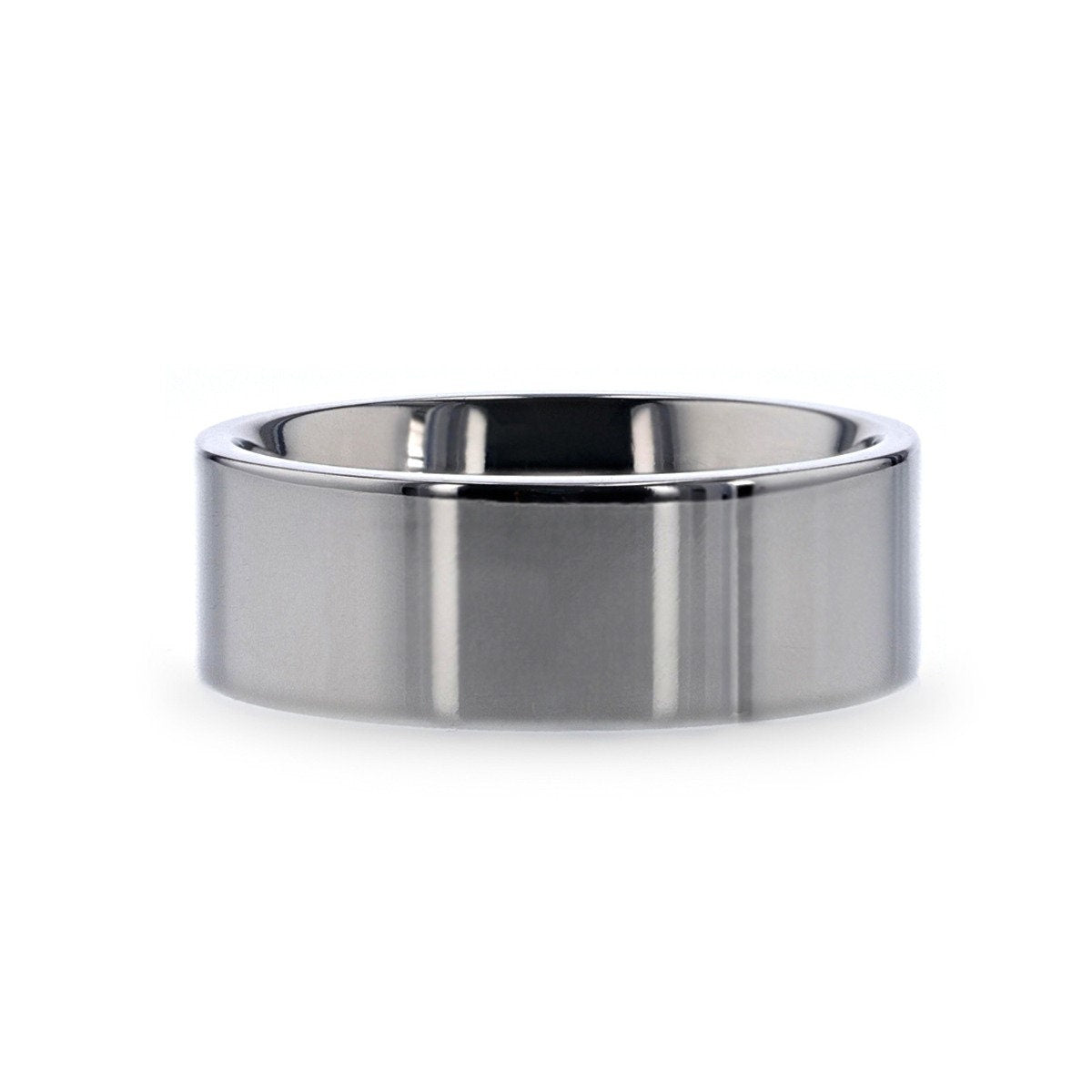 HARDY Polished Finish Flat Style Mens Titanium Wedding Ring - 6mm & 8mm Rings, Wedding and Promise Rings.