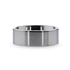 HARDY Polished Finish Flat Style Mens Titanium Wedding Ring - 6mm & 8mm Rings, Wedding and Promise Rings.