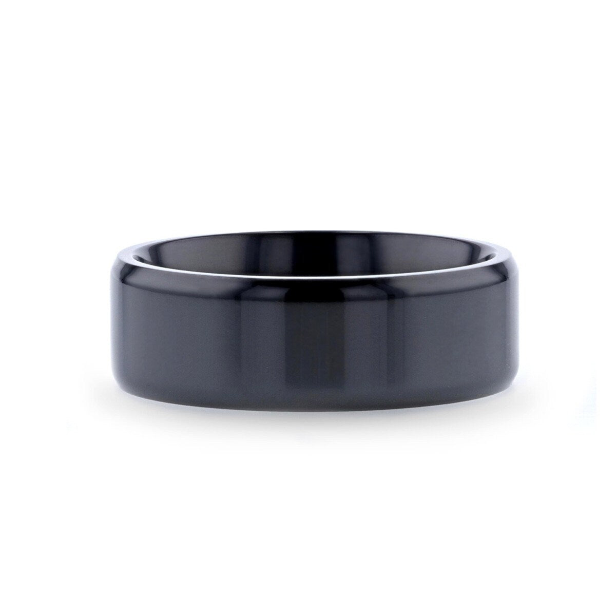 EXODUS Black Titanium Wedding Ring with Beveled Edges - 8mm, Wedding & Promise Rings.