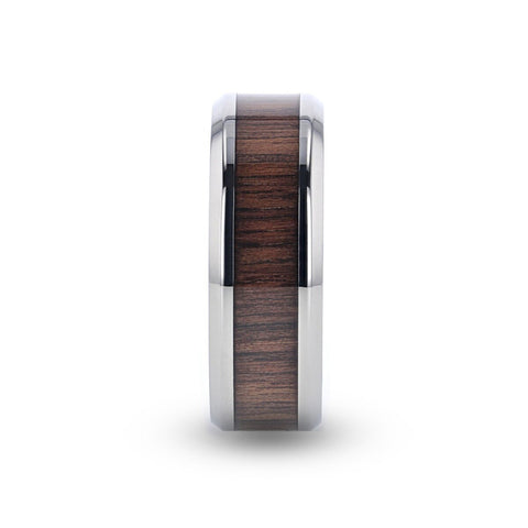 SCOTIA Beveled Titanium Ring with Black Walnut Wood Inlay - 8mm Rings.