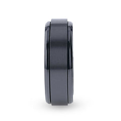 Phantom Black Titanium Brushed Center Spinner Men S Wedding Ring With Spinning Polished Base - 8Mm Wedding Rings For Men.