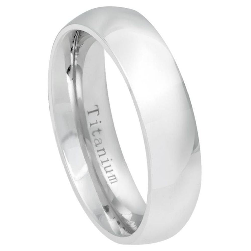 White Titanium Classic Domed Ring - 6mm Rings, Wedding and Engagement Titanium Rings, Promise Rings