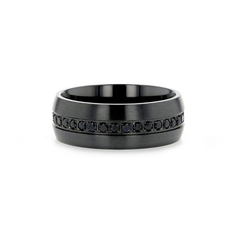 TALON Black Titanium Ring with Black Sapphires - 6mm - 8mm Rings, Wedding and Engagement Rings, Promise Rings.