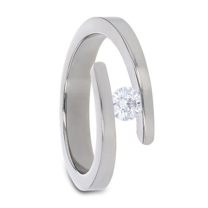 ANNA Tension Set Titanium Diamond Ring - 4mm Rings