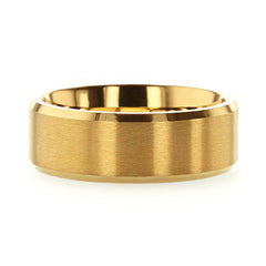 RADIATE Gold-Plated Titanium Flat Brushed Center Beveled Polished Edges 8mm Rings, Engagement, Promise & Wedding Rings