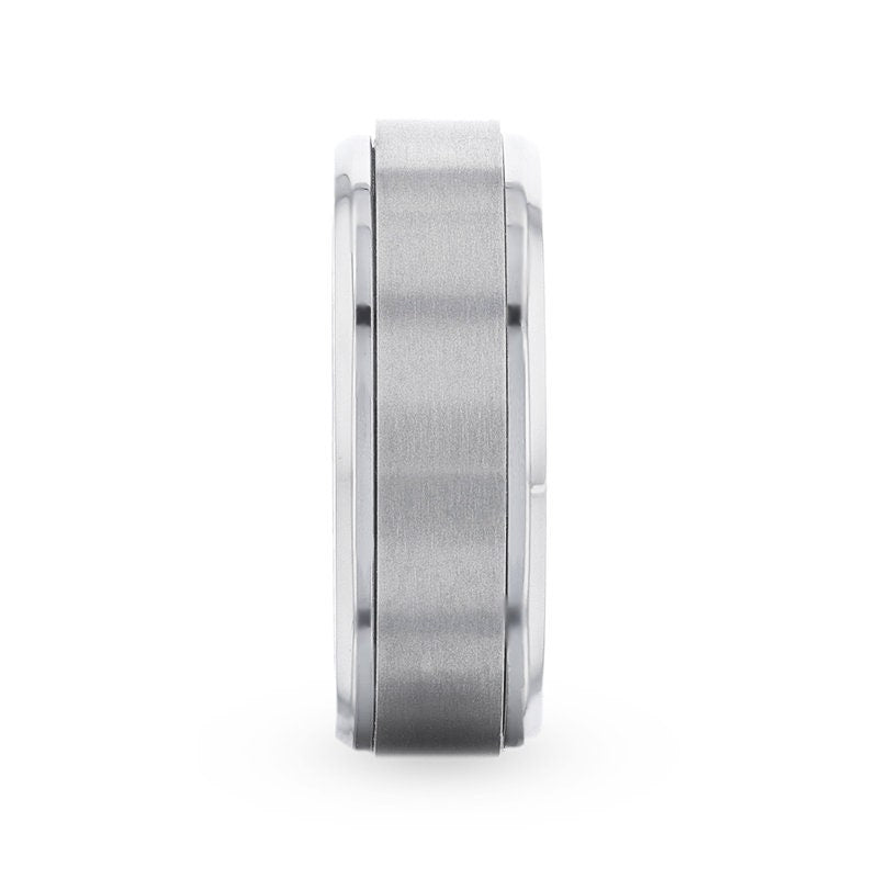 REBELLION Spinning Brushed Center Titanium Men's Wedding Band With Polished Beveled Edges - 8mm Rings, Wedding and Promise Rings.