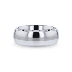 NELSON Domed Titanium Ring with Brushed Stripe - 8 mm Rings.