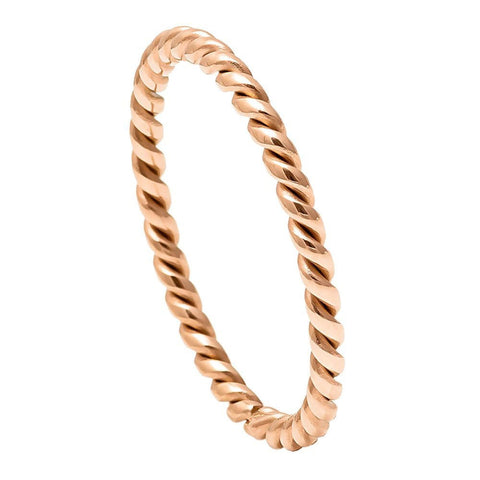 Rose Gold IP Plated Twisted Titanium Ring - 2mm Rings, Wedding and Engagement Titanium Rings for Her