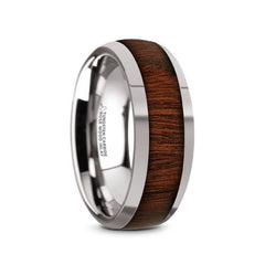 Dalberg Tungsten Carbide Rosewood Inlay Polished Finish Mens Domed Wedding Ring - 8Mm Wedding And Promise Rings