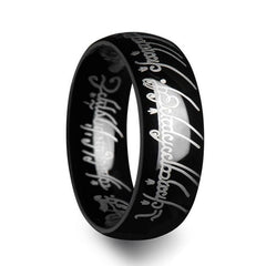 LOTR Lord of the Rings Black Tungsten Ring The One Engraved Sauron's Band - 6 mm - 10 mm Wedding and Promise Rings