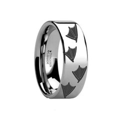 Animal Track Duck Print Ring Engraved Flat Tungsten Ring - 4mm - 12mm, Men Wedding and Promise Rings