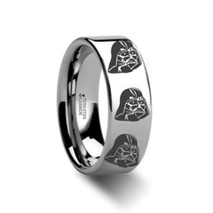 Darth Vader Star Wars Polished Tungsten Engraved Ring Jewelry - 4mm - 12mm, Men Wedding and Promise Rings