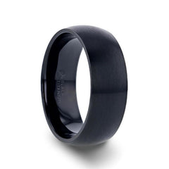 MARAUDER Domed Brushed Finish Black Titanium Men’s Wedding Band - 6mm & 8mm, Men and Women Wedding and Promise Rings.