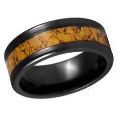 Black IP Plated Tungsten Tungsten Ring, Natural Cork Inlay- 8mm Tungsten Tungsten Ring