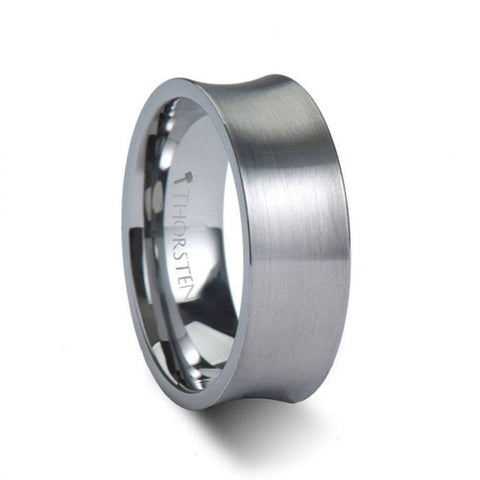 TUCSON Concave Tungsten Carbide Ring with Brushed Finish - 8mm, men and women wedding and promise rings.