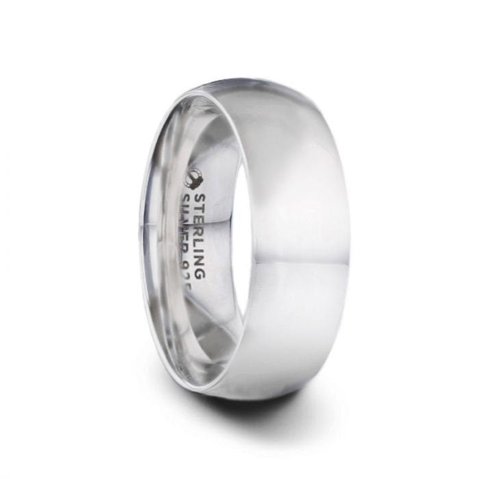 VIVID Silver Polished Finish Domed Wedding Band - 4mm and 8mm, Wedding & Promise Rings.