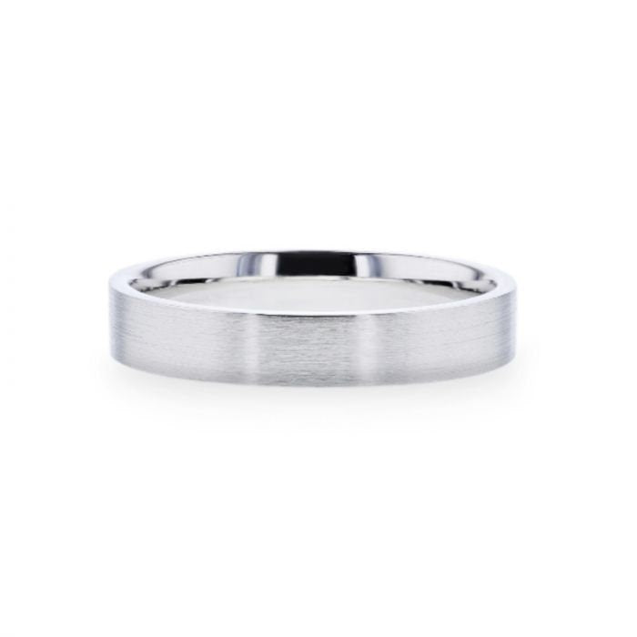 Aristocrat Silver Brushed Finish Flat Style Wedding Band - 4Mm And 8Mm Rings