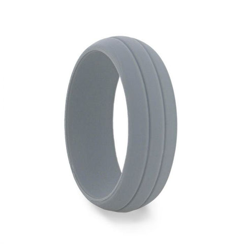 HAMMER Dual Groove Silicone Ring for Men and Women Grey Comfort Fit Hypoallergenic Thorsten - 8mm, Wedding & Promise Rings.