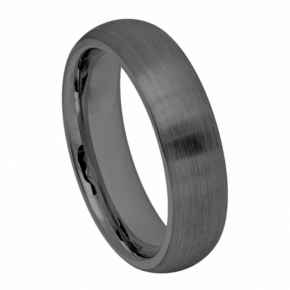 Dome Brushed Gray Gun Metal Tungsten Tungsten Ring 4mm and 6mm