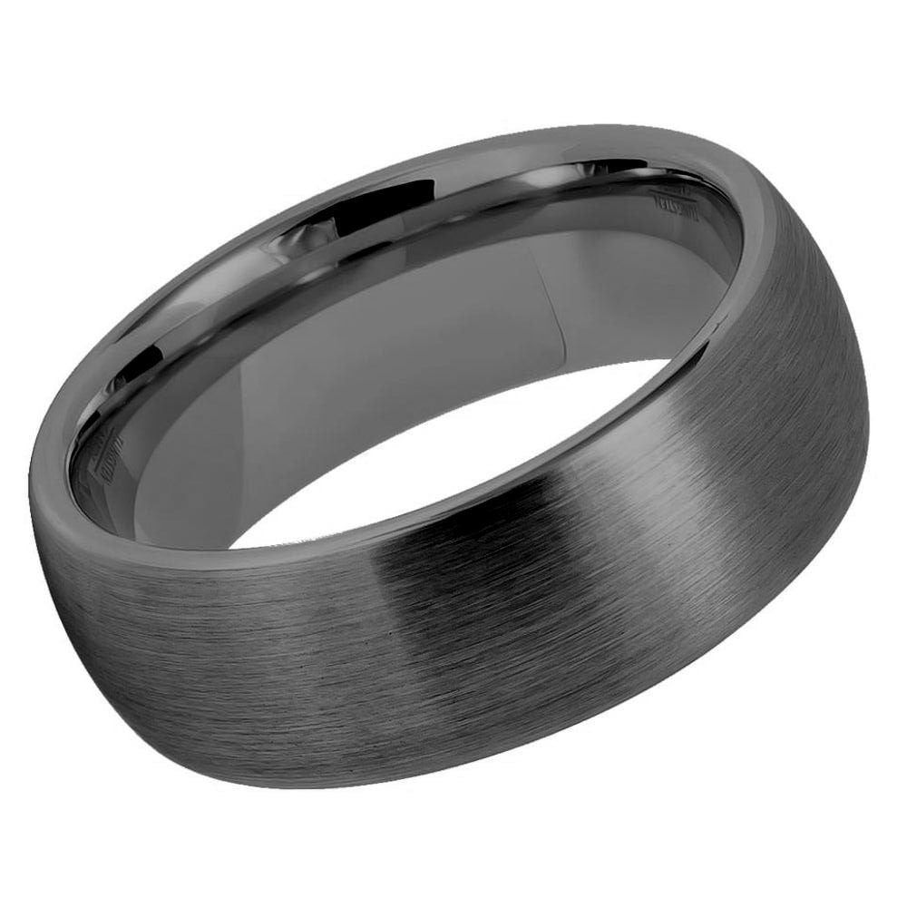 Dome Brushed Gray Gun Metal Tungsten Tungsten Ring 8mm