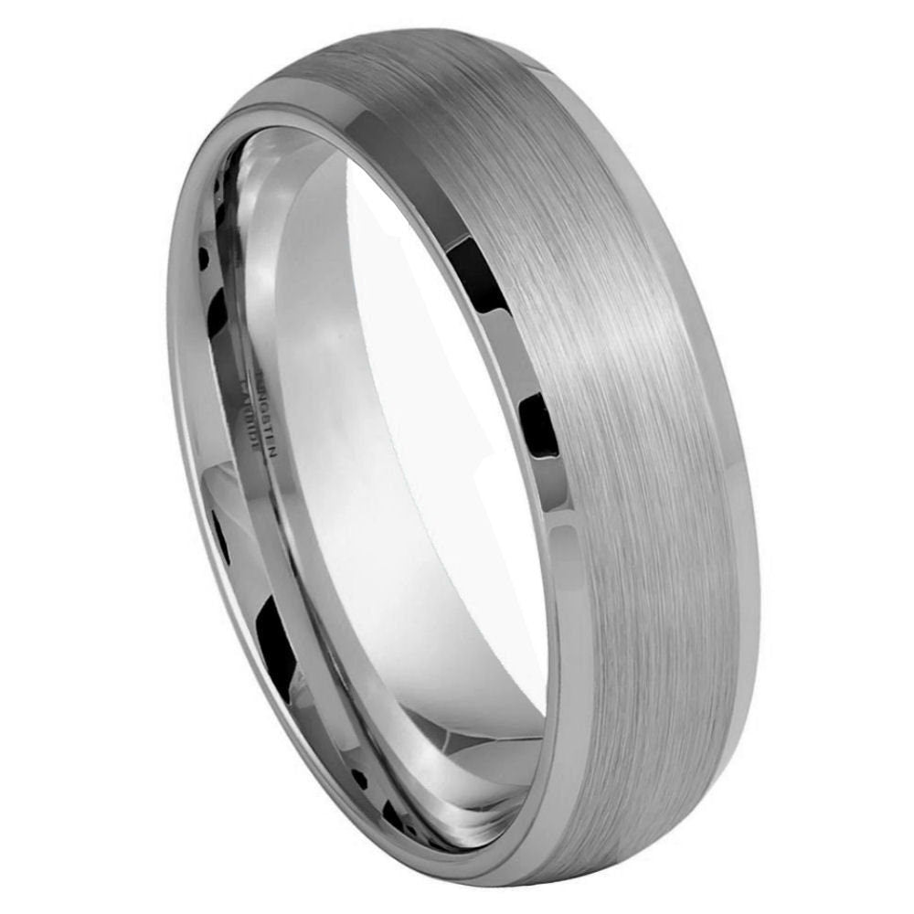 Women's Domed Brushed Center Low Beveled Edge- 6mm Tungsten Tungsten Ring