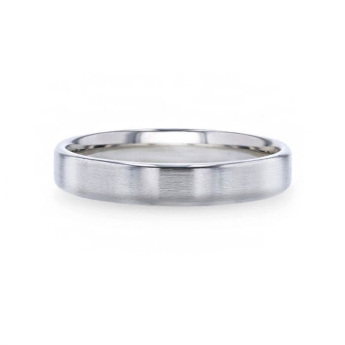 Casper Silver Brushed Center Flat Style Wedding Band With Beveled Edges - 4Mm And 8Mm Rings