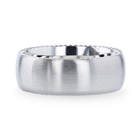 Dynamo Domed Brushed Finish Cobalt Men'S Wedding Ring With Rope Patterned Edges - 8Mm Rings