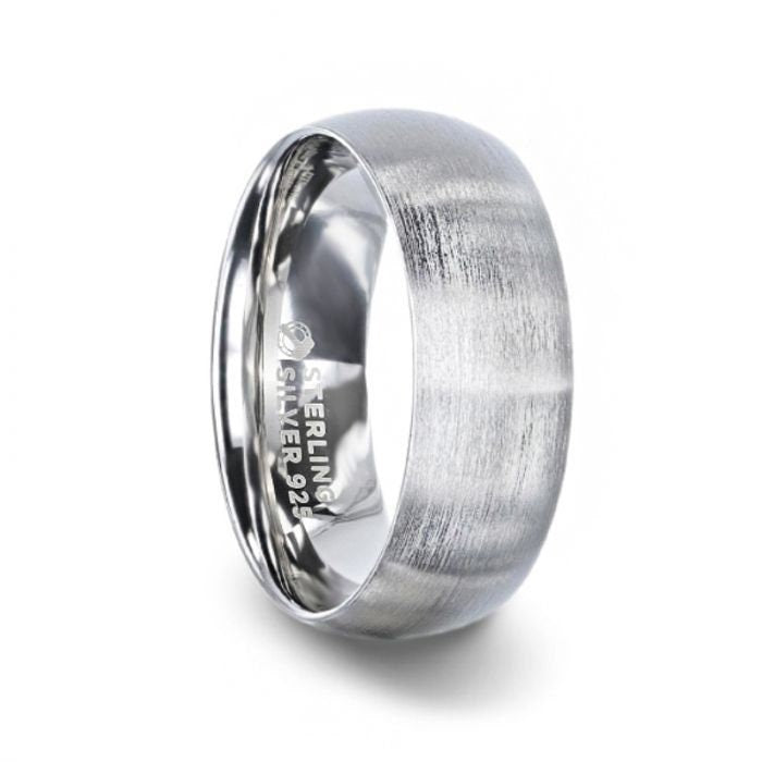 EMPEROR Silver Brushed Finish Domed Wedding Band - 4mm and 8mm, Wedding & Promise Rings.