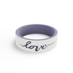 VIOLET Women's Lilac and White Strata Love Silicone 6mm Band, Wedding & Promise Rings.