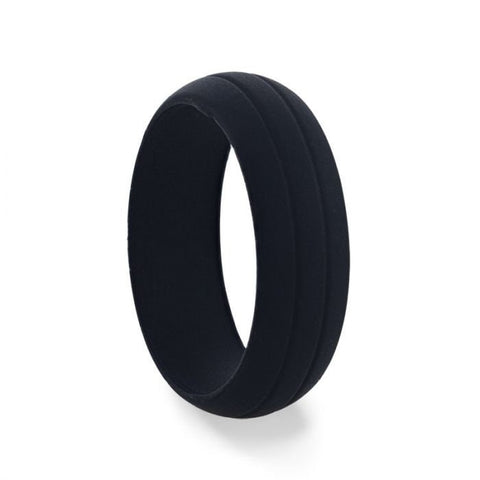 GROOVY Dual Groove Silicone Ring for Men and Women Black Comfort Fit Hypoallergenic Thorsten - 8mm, Wedding & Promise Rings.