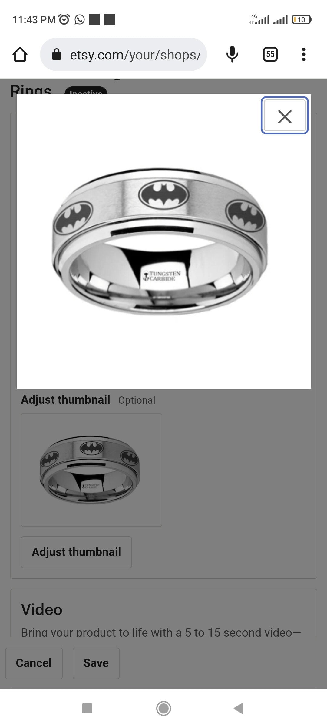 Spinning Engraved Bat logo Tungsten Carbide Spinner Wedding Band - 8mm, Men's Wedding Band and Promise Rings.