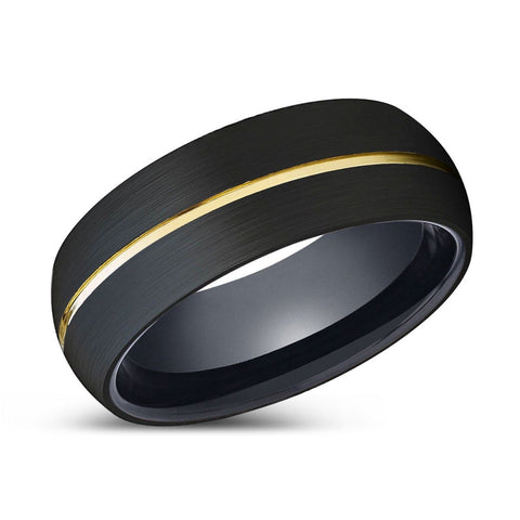 JAKUB | Black Domed Gold Groove Tungsten Ring